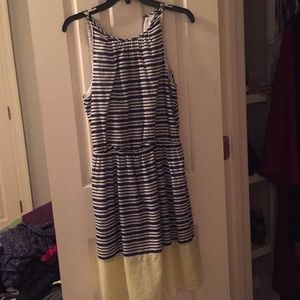 blue & white striped dress